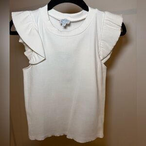 Blue Rain Ivory Ruffle Sleeve Tank Top